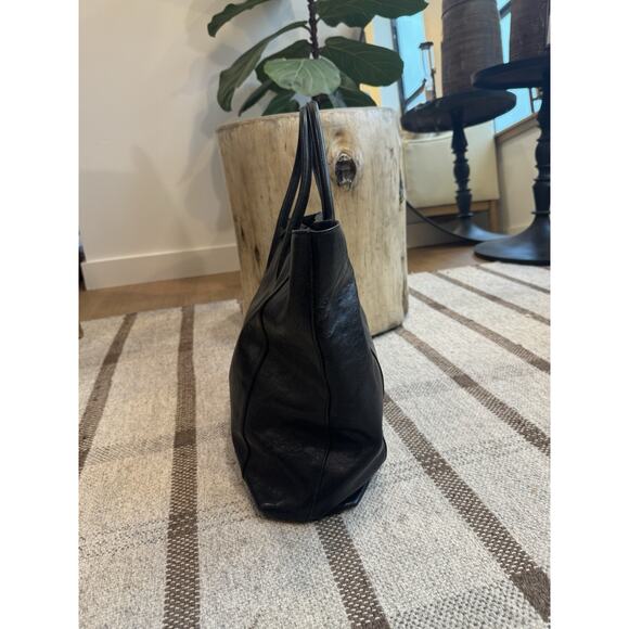 Claudia Firenze Black Leather Tote Bag Purse Large Italy - Picture 2 of 12